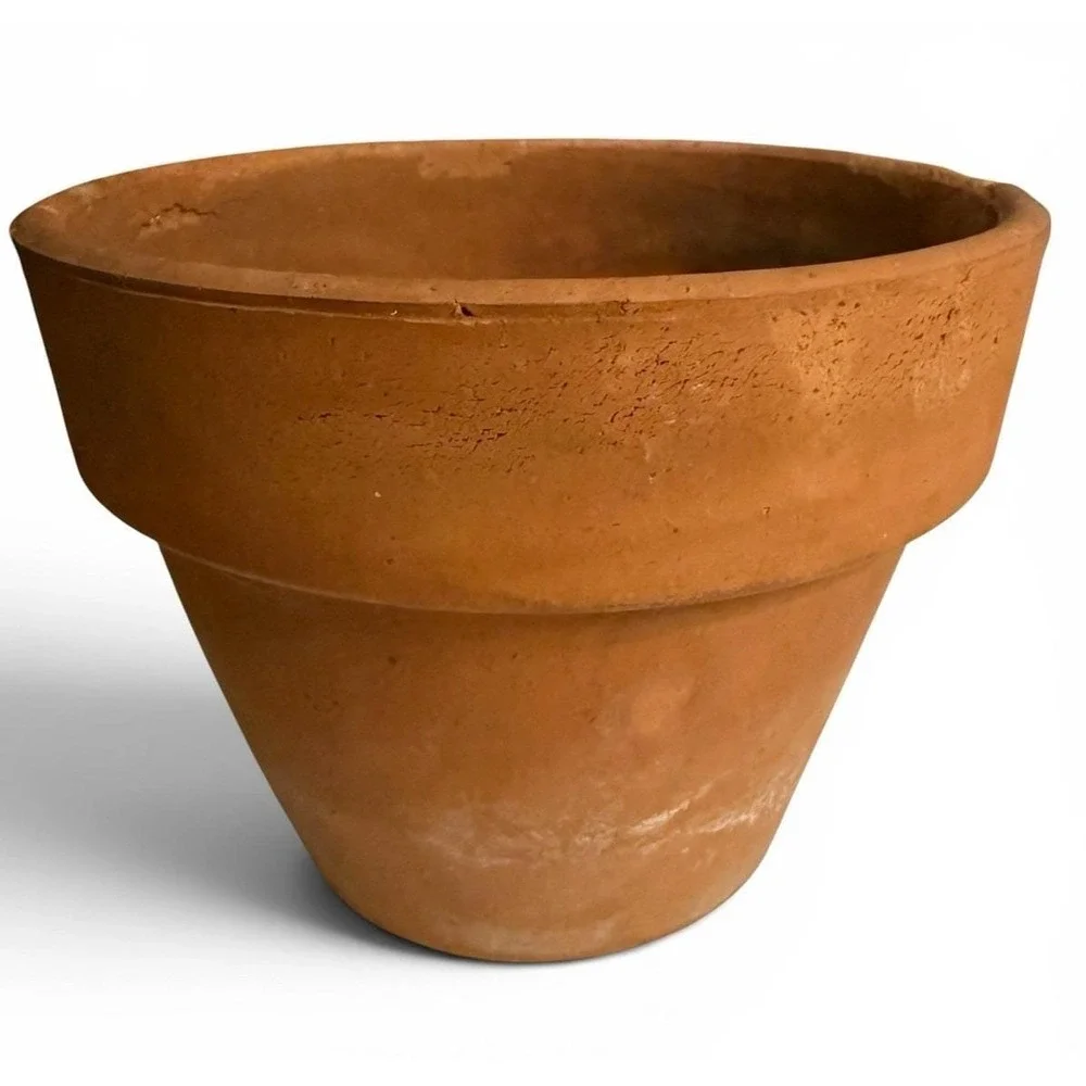 Vintage Terracotta Planter Aged Patina Clay Pot + Dish French Garden 5.5